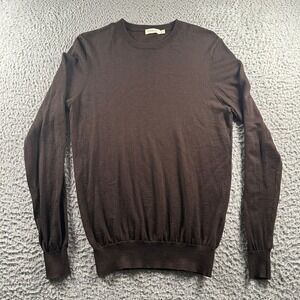 Suitsupply Sweater Mens S 100% Merino Wool Crew Neck Brown Lightweight Pullover